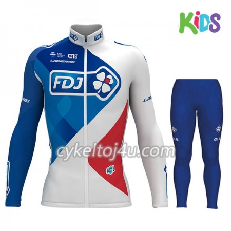 Cykeltrøje Langærmet + Cykelbukser 2017 FDJ Børn N001